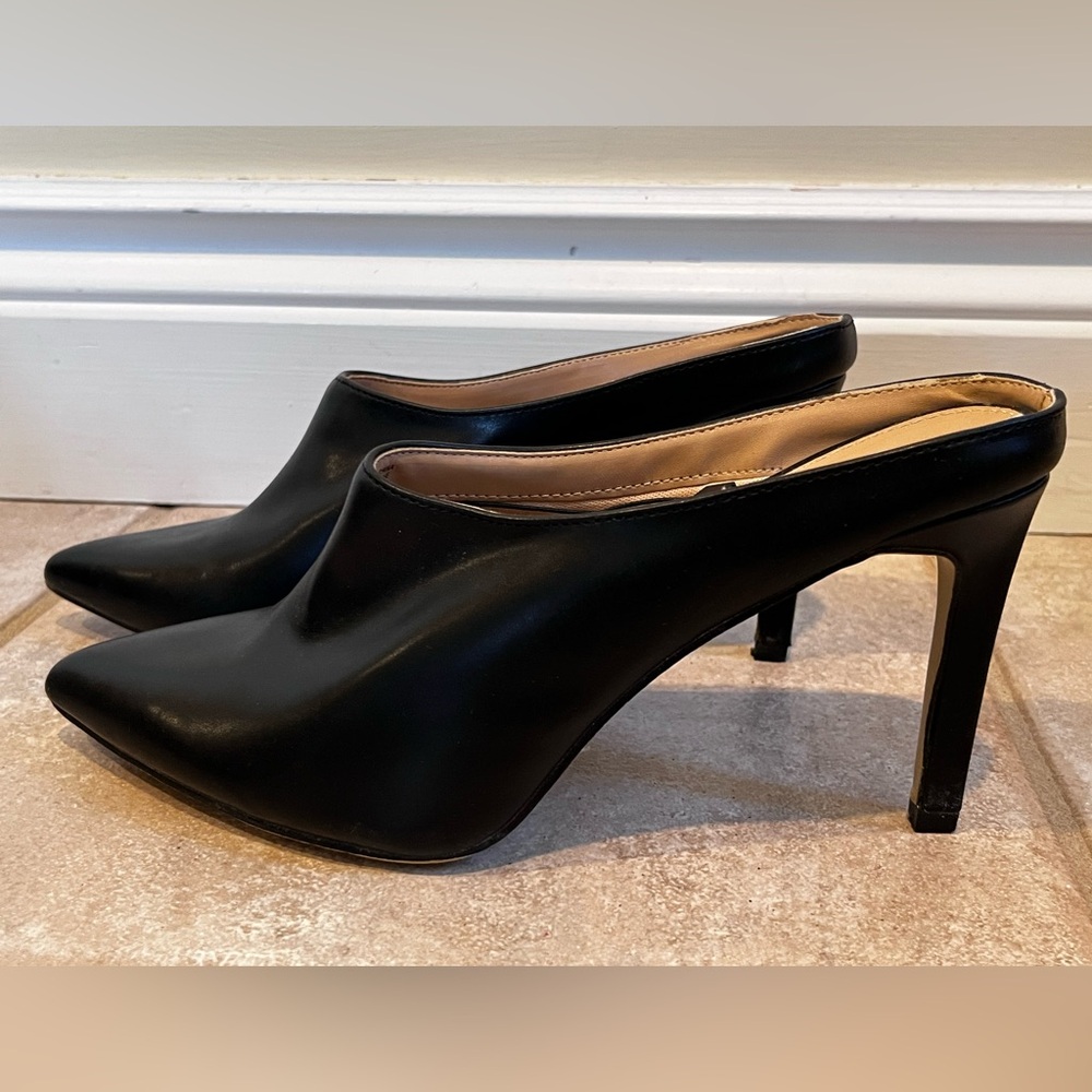 Black Heeled Mules
